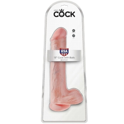 Dildo Realístico King Cock Testículos Bege 33 cm