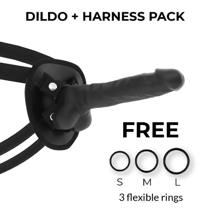 COCK MILLER - HARNESS + SILICONE DENSITY ARTICULABLE COCKSIL BLACK 19.5 CM D-227626