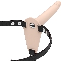 FETISH SUBMISSIVE HARNESS - FLESH SILICONE VIBRATOR 15 CM