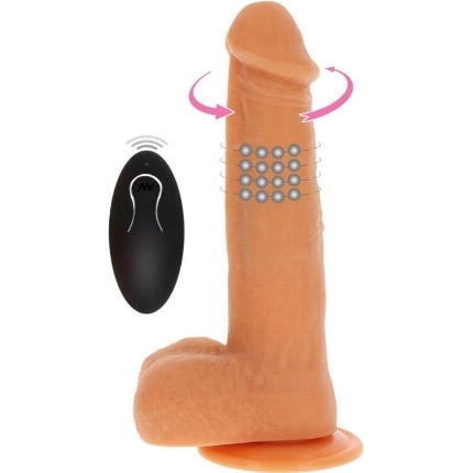 GET REAL - DILDO VIBRADOR CON BOLAS GIRATORIAS NATURAL