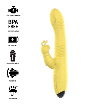 INTENSE - TOKY VIBRADOR MULTIFUNCIÓN RECARGABLE UP DOWN CON ESTIMULADOR DE CLITORIS AMARILLO