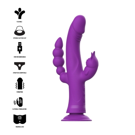 intense - casanova vibrador rabbit silicona triple motor morado