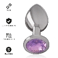 intense - aluminum metal anal plug with violet crystal size s