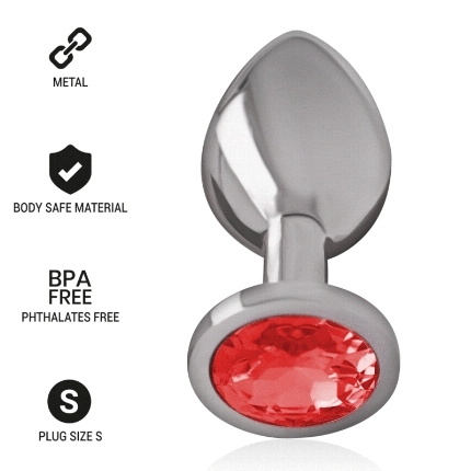 intense - aluminum metal anal plug with red crystal size s D-234368