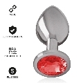 intense - aluminum metal anal plug with red crystal size s