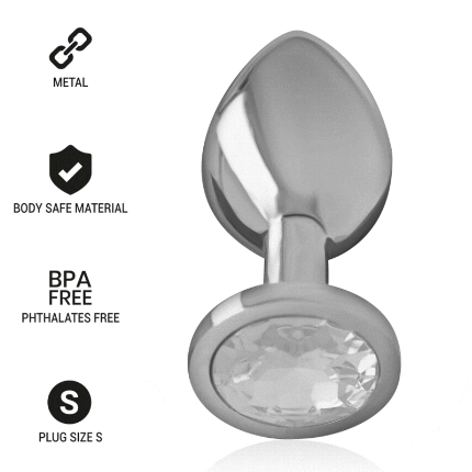 intense - aluminum metal anal plug with silver crystal size s D-234374