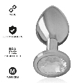 intense - aluminum metal anal plug with silver crystal size m