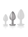 intense - aluminum metal anal plug with silver crystal size m D-234375