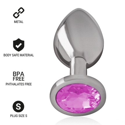 intense - aluminum metal anal plug with pink crystal size s D-234380