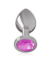 intense - aluminum metal anal plug with pink crystal size s D-234380