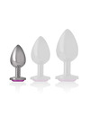 intense - aluminum metal anal plug with pink crystal size s D-234380