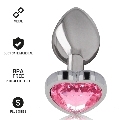 intense - aluminum metal anal plug pink heart size s