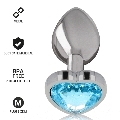 Plug Anal com Jóia Coração de Alumínio Intense 8 cms Azul 