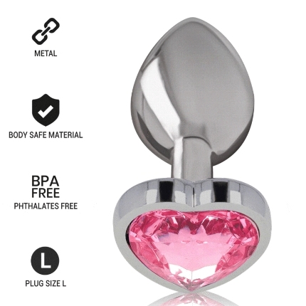 Plug Anal com Jóia Coração de Alumínio Intense 9 cms Rosa,D-235743