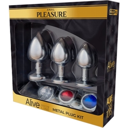 alive - anal pleasure kit 3 plug metal