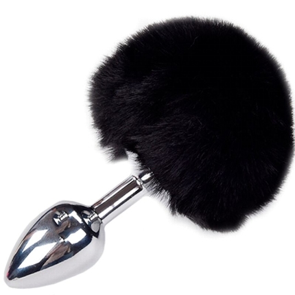 Plug Anal com Cauda de Coelho Alive Liso Fluffy 7 cms Preto,D-237208