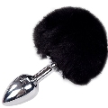 Plug Anal com Cauda de Coelho Alive Liso Fluffy 8 cms Preto