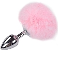 alive - anal pleasure plug liso metal pompon rosa talla s