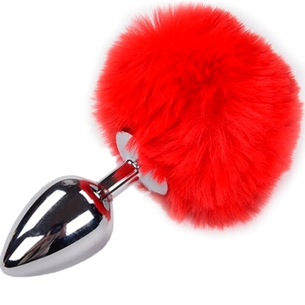 Plug Anal com Cauda de Coelho Alive Liso Fluffy 7 cms Vermelho ,D-237214