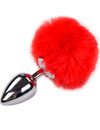 Plug Anal com Cauda de Coelho Alive Liso Fluffy 7 cms Vermelho ,D-237214