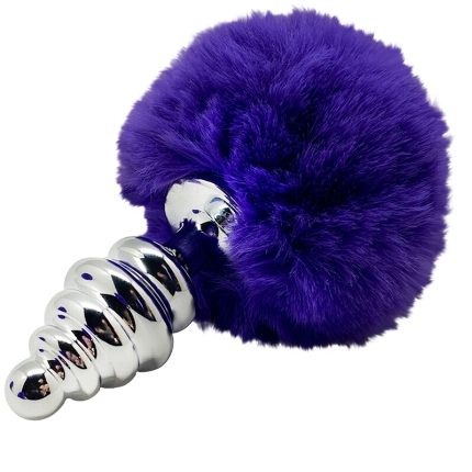 alive - anal pleasure plug espiral metal pompon violeta oscuro talla s