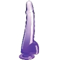 king cock - clear dildo with testicles 19 cm purple