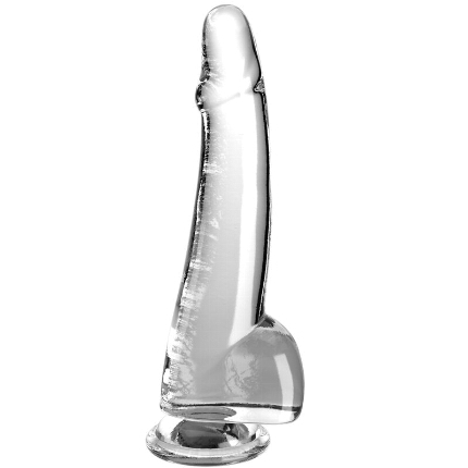 king cock - clear dildo con testiculos 19 cm transparente