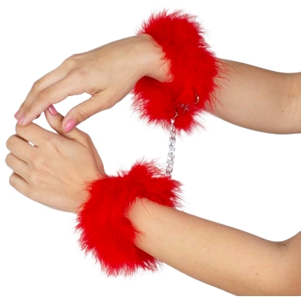 secretplay - red marabou handcuffs D-212562