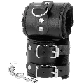 darkness - black adjustable leather handcuffs with lining