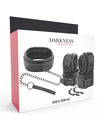 darkness - black leather handcuffs and collar D-221255