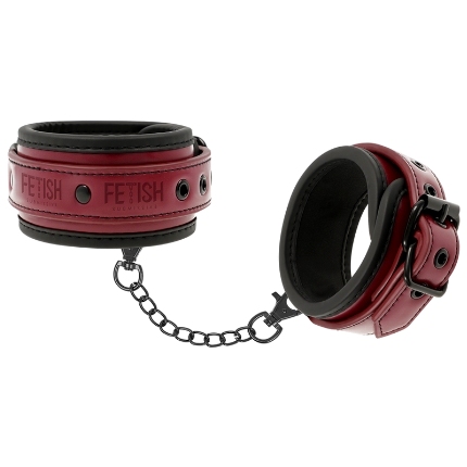 fetish submissive dark room - vegan leather ankle handcuffs with neoprene lining D-227424