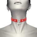 coquette - chic desire collar cuero vegano rojo accesorio corazÓn con llave