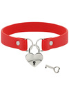 coquette - chic desire red vegan leather necklace with heart accessory with key D-229296