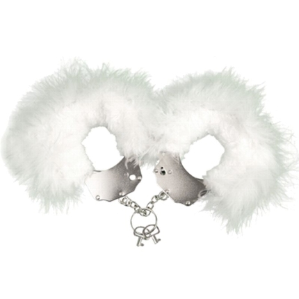 adrien lastic - metal handcuffs with white feathers D-237080