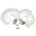 adrien lastic - metal handcuffs with white feathers