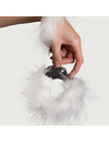 adrien lastic - metal handcuffs with white feathers D-237080