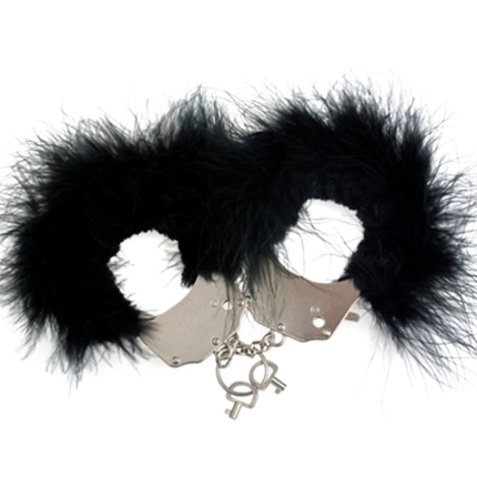 adrien lastic - metal handcuffs with black feathers D-237081