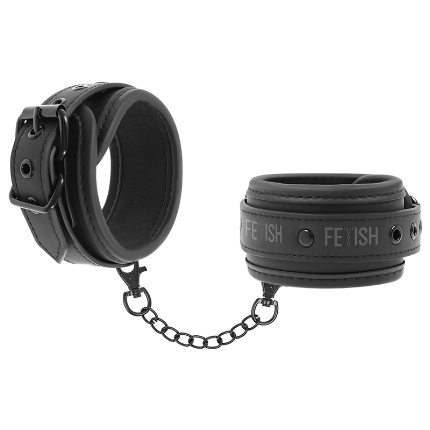 fetish submissive - vegan leather handcuffs with noprene lining D-218909