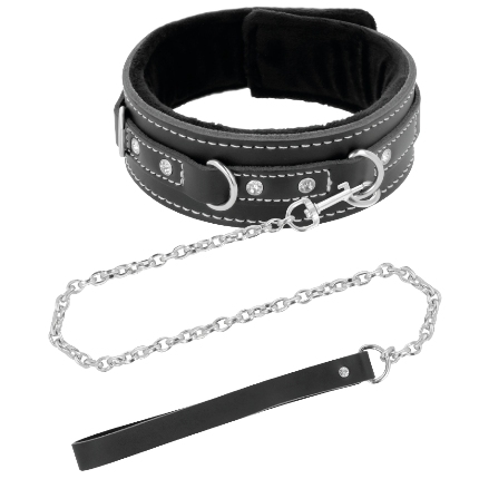 darkness - high quality leather necklace with leash D-221153