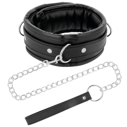 darkness - soft leather necklace with chain D-221154