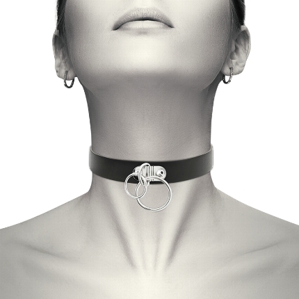 coquette - chic desire double ring vegan leather choker D-229293