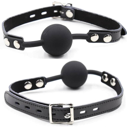 ohmama fetish - silicone ball gag with leather belt D-230342