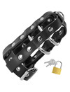 darkness - leather chastity cage with lock D-226696