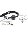 ohmama fetish - ball gag with vents and nipple clamps D-230067