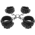 fetish submissive - set of hand and ankle handcuffs with noprene lining