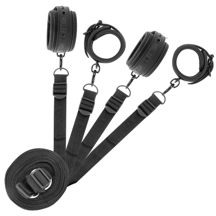 fetish submissive - set of handcuffs and ties with noprene lining D-218902