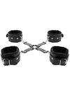 darkness - leather handcuffs for foot and hands black D-221254