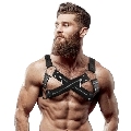 fetish submissive attitude - adjustable neoprene cross-over chest bulldog harness with zippers for men