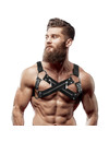 fetish submissive attitude - adjustable neoprene cross-over chest bulldog harness with zippers for men D-235863