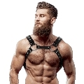 fetish submissive attitude - men's eco-leather chest harness with studs